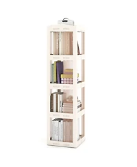 Gouun 4-Tier Foldable Rotating Bookshelf with Swivel Base, 14.5 x 14 x 56