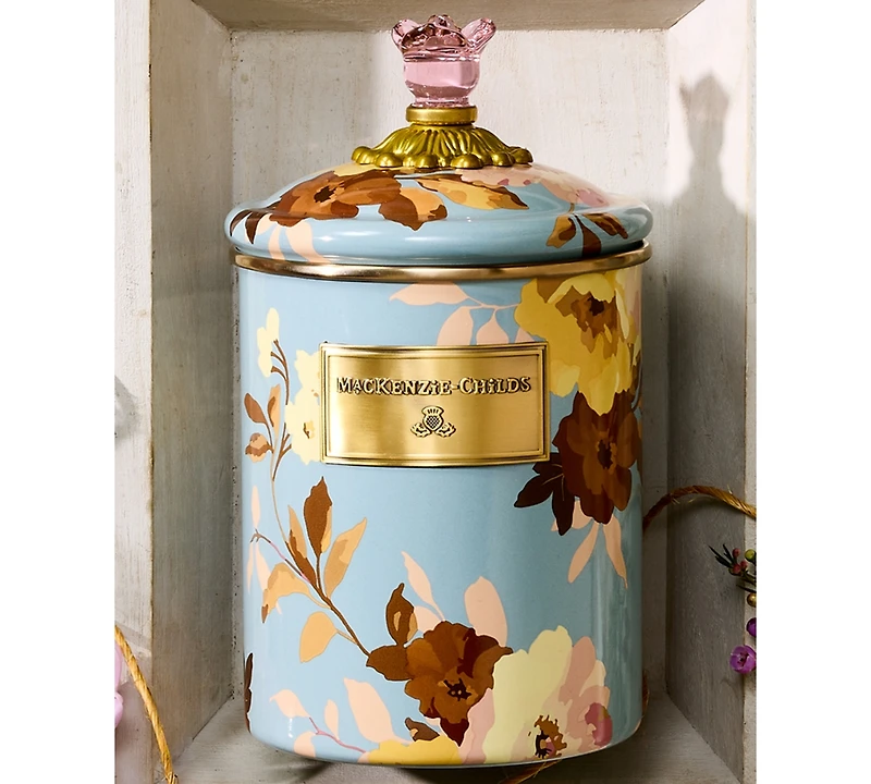 MacKenzie-Childs Wild Rose Slate 64 oz. Large Canister