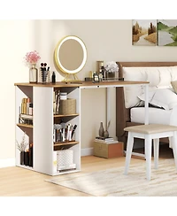 Sugift 45 in Computer Desk with Five Storage Compartments and Metal Frame