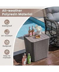 Gouun Resin Storage Patio Side Table with Removable Lid, 11.5 Gal