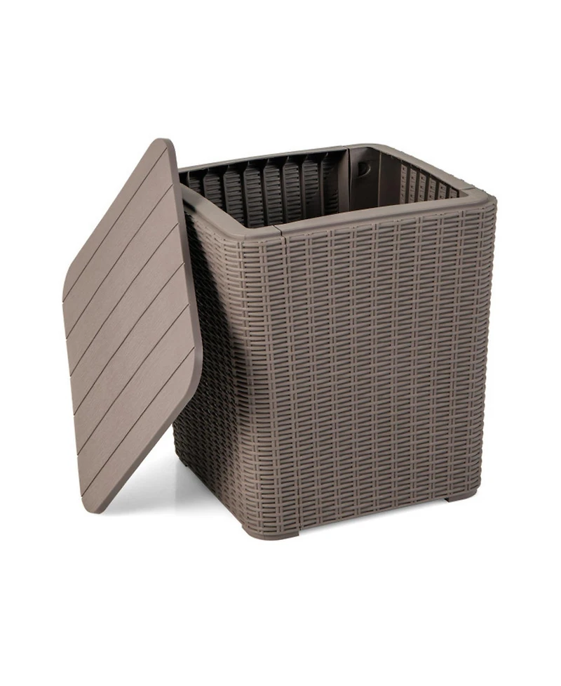 Gouun Resin Storage Patio Side Table with Removable Lid, 11.5 Gal
