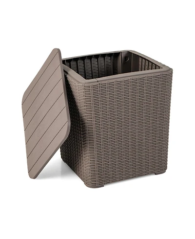 Gouun Resin Storage Patio Side Table with Removable Lid, 11.5 Gal