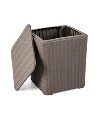 Gouun Resin Storage Patio Side Table with Removable Lid, 11.5 Gal