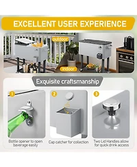 Yescom 80 Qt Rolling Cooler Portable on Wheel Beverage Cart Patio Bar Party Pool