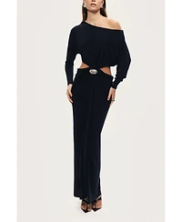 Nocturne Women's One-Shoulder Cut-Out Maxi Dress