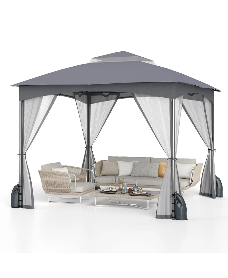 Slickblue 10 X Ft Heavy-Duty Patio Gazebo with Netting Walls and 4