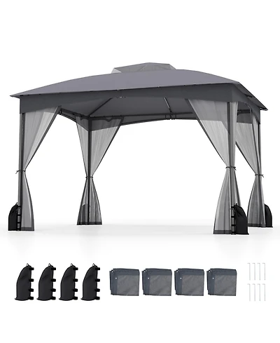Slickblue 10 X 12 Ft Patio Gazebo with Netting Walls 4 Sandbags.