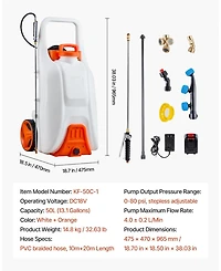 Sugift Battery-Powered Sprayer, 13.1 Gallons, Electric Weed Sprayer with Wheels