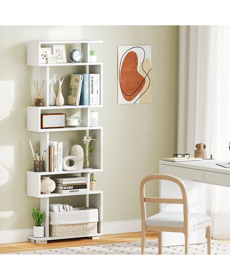 Gouun 6-Tier Tiered Bookcase with Anti-Tipping Kit, 23.5 x 8 x 64