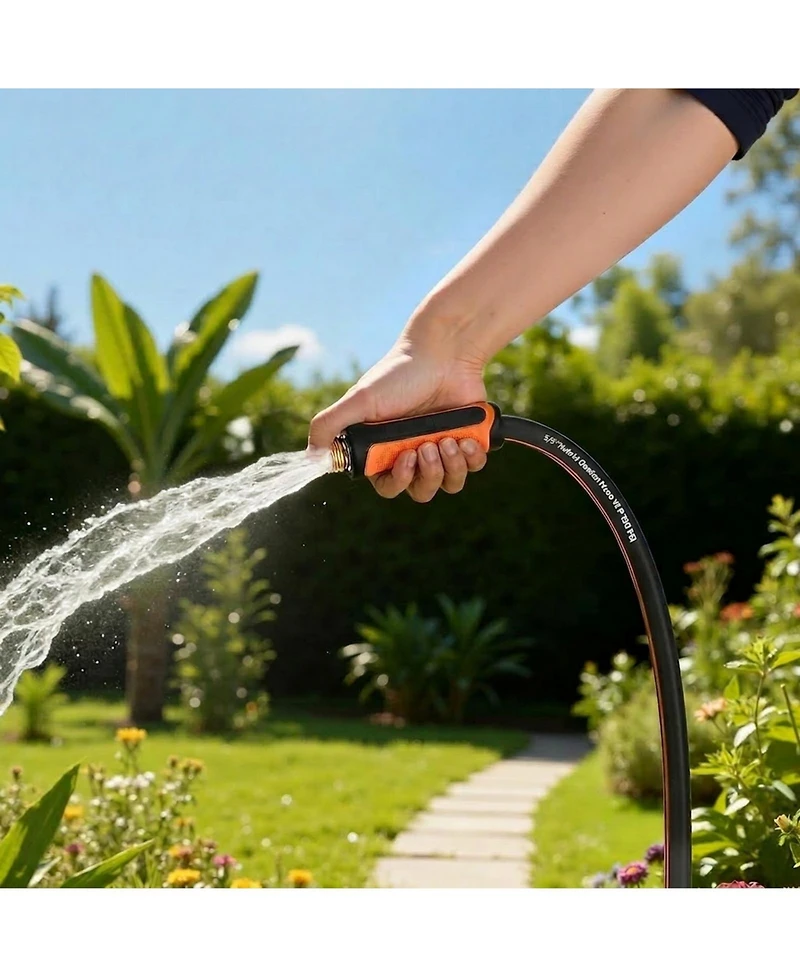 Sugift Garden Hose, 100 ft 5/8", Heavy Duty 4-Layer Rubber Hose for Outdoor Use