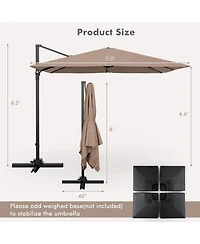 Sugift 9.5 ft Square Patio Cantilever Umbrella with 360 Rotation