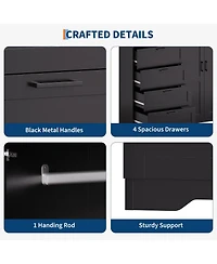 gaomon Bedroom Armoire Wardrobe Closet with 4 Drawers and 2 Doors, Wooden Storage Cabinet Hanging Rod.