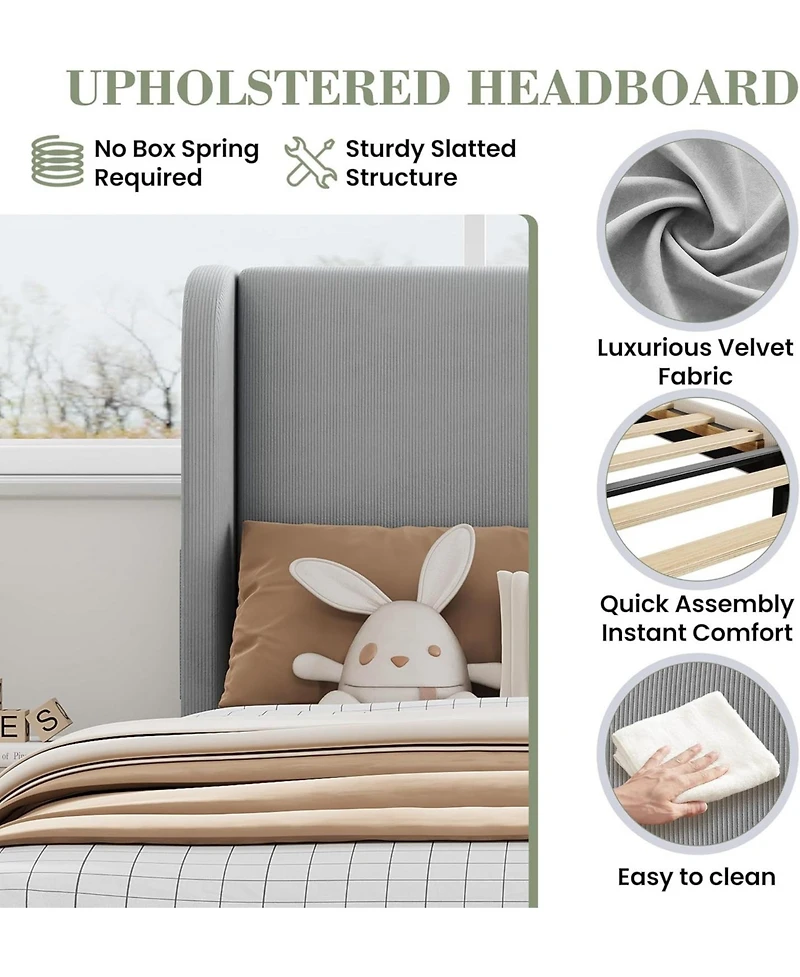 gaomon Bed Frame with Headboad and Wingback