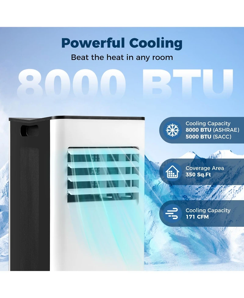 Mecale 8000 Btu Portable Air Conditioner with Led Display and Remote