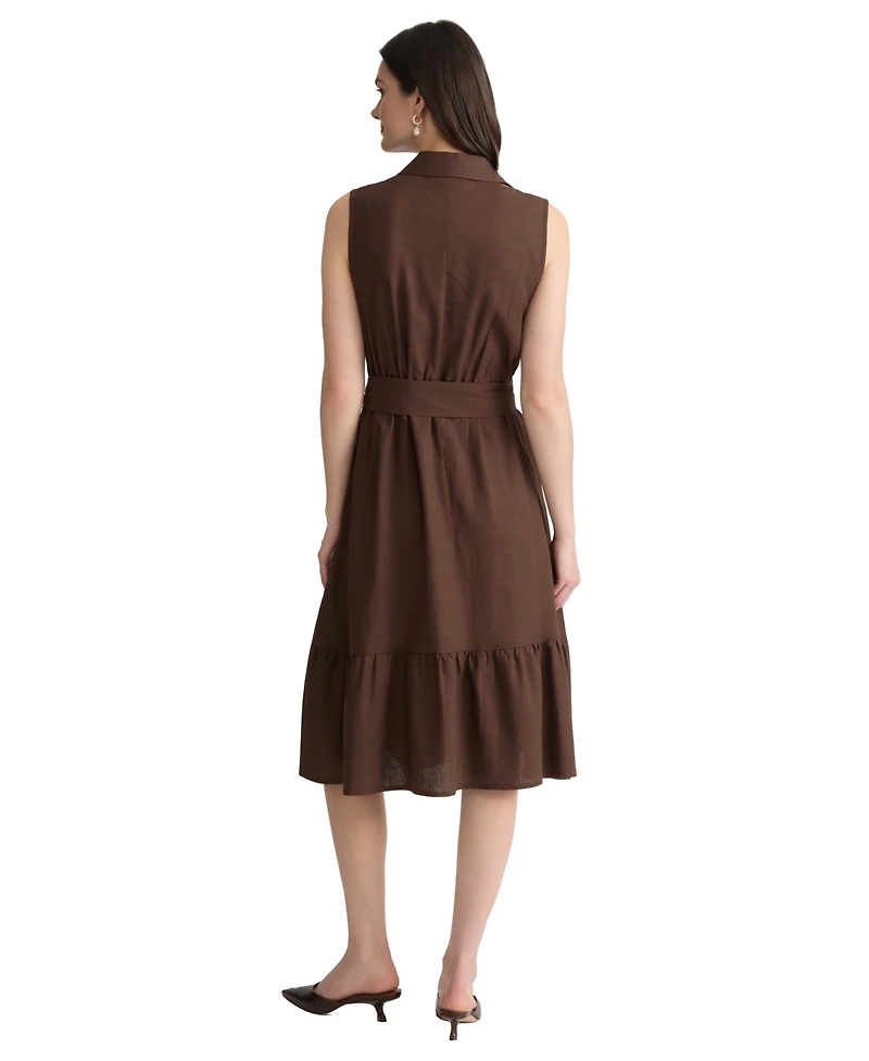 Jones New York Women's Collared Neck Midi Shirt Dress