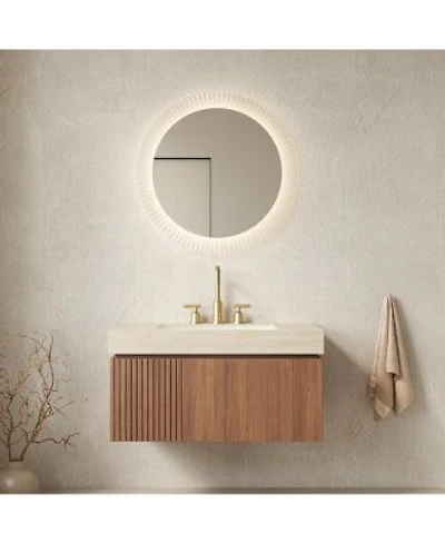 Sillysis Inch Floating Bathroom Vanity With Sintered Stone Top 3 Hole Undermount Ceramic Sink Soft Close Storage Pre Assembled
