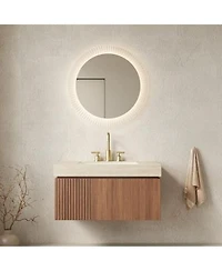 Sillysis Inch Floating Bathroom Vanity With Sintered Stone Top 3 Hole Undermount Ceramic Sink Soft Close Storage Pre Assembled