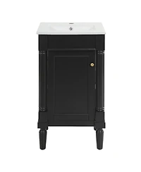 Sillysis 18 Inch French Bathroom Vanity with Ceramic Sink, Modern Freestanding Cabinet, Soft Close Door and Adjustable Storage for Small Spaces