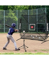 Aoligeijs Baseball Softball Practice Net with Batting Tee and Ball Caddy, Bonus Strike Zone Target and Bow Frame