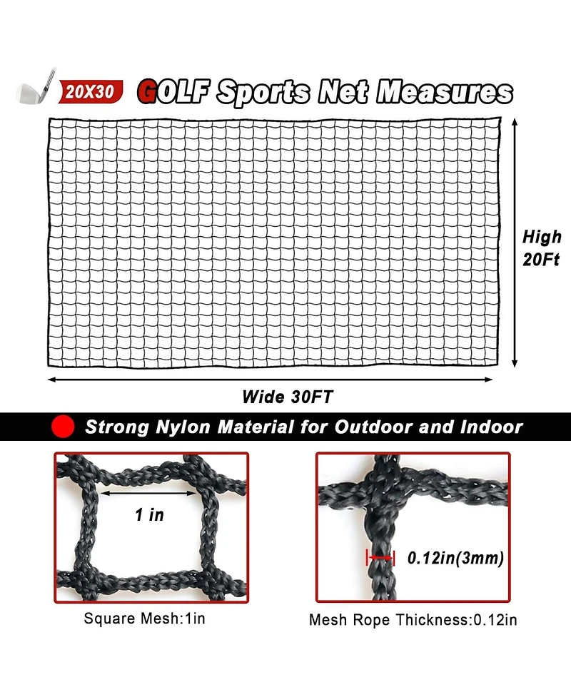 Aoligeijs Sports Netting - Heavy Duty Ball Net for Golf, Baseball, Hockey, Soccer