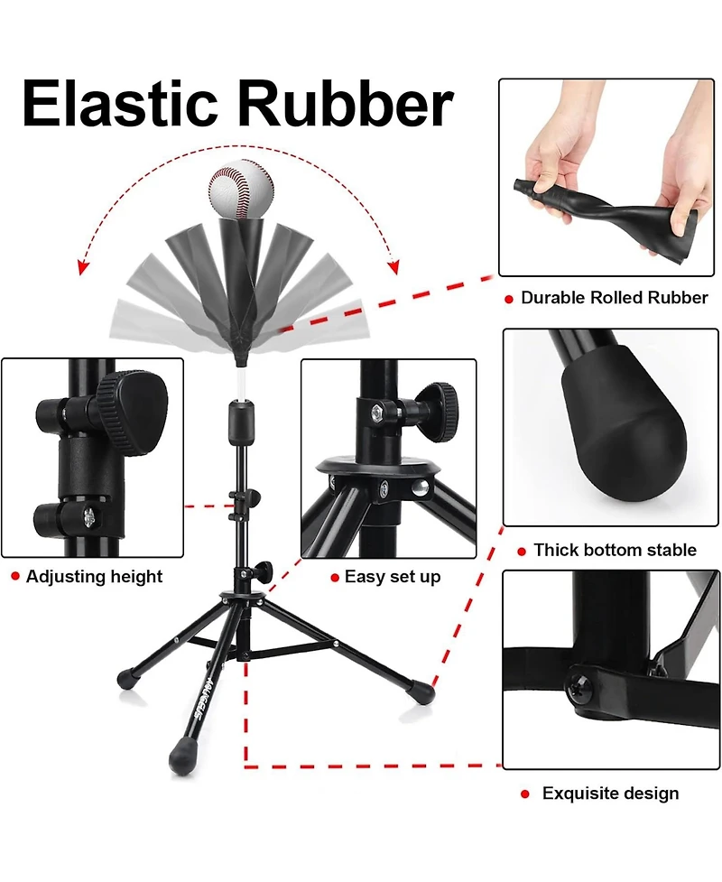 Aoligeijs Baseball Tee Batting Tee Softball Tee Portable Travel Hitting Tee,Easy Adjustable Height,Stable Tripod Stand