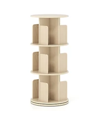 Gouun 3-Tier Rotating Bookshelf with Dividers and Anti-Falling Baffles