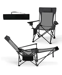 Gouun Reclining Camping Chair with Removable Footrest and 4-Position Backrest