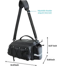 Aoligeijs Bike Rack Trunk Bag, 10L Waterproof Bicycle Rear Seat Storage with Side Pockets, Rain Cover and Shoulder Strap for Commuting Travel Cycling