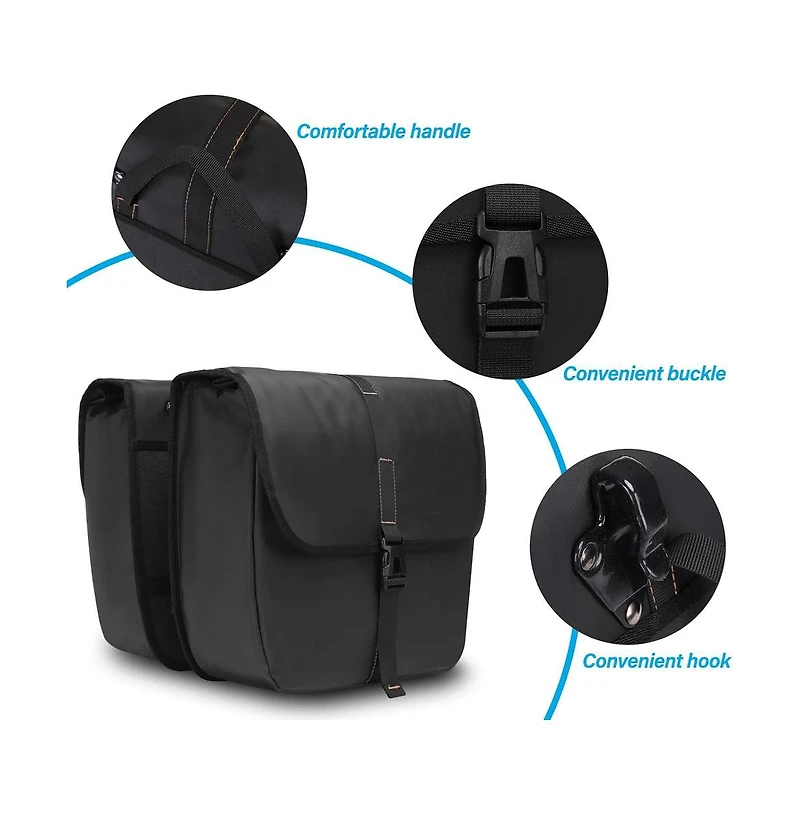 Aoligeijs 20L Bike Pannier Bags 2 Pack Waterproof Bicycle Rear Rack Storage Saddle Bags for Cycling Commuting Travel