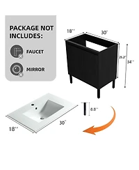 Sillysis Inch Bathroom Vanity Cabinet, Modern Mdf Storage, Sink Not Included