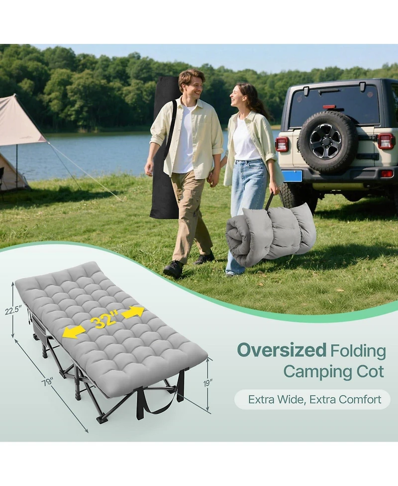 Folding Camping Sleeping Mattress Portable Heavy Duty Pillow Oxford Carry Bag Adults Travel Nap