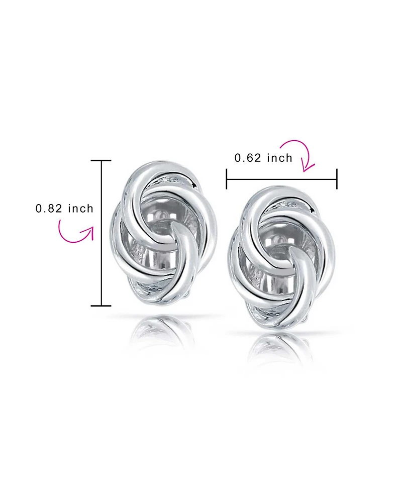 Bling Jewelry Interlocking Rope Love Knot Clip On Earrings For Non Pierced Ears Polished Gold Silver Plated Brass