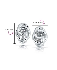 Bling Jewelry Interlocking Rope Love Knot Clip On Earrings For Non Pierced Ears Polished Gold Silver Plated Brass