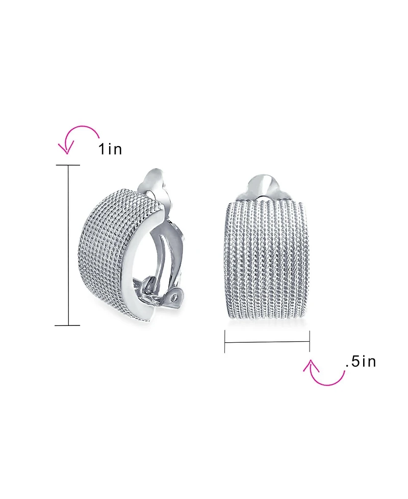 Bling Jewelry Casual Twisted Wide Half Hoop Clip-On Earrings Non-Pierced Ears