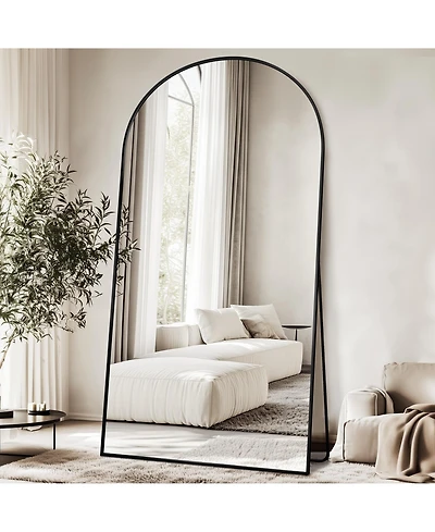 Antok Full Length Mirror, 78"x38" Floor Mirror, Arch Floor Standing Mirror Freestanding Arch Full Body with Stand for Bedroom, Hanging Mount