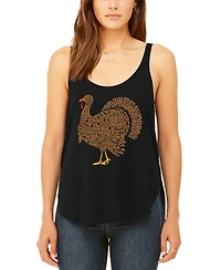 La Pop Art Women's Thankgiving Turkey Premium Word Flowy Tank Top