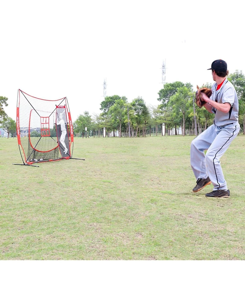 Aoligeijs Baseball Softball Practice Net,Pitching Net,Batting Net,with Baseball Tee,Bonus Strike Zone and Bow Frame