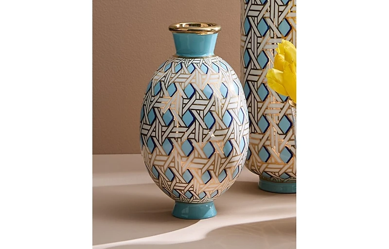 Jonathan Adler Basketweave 60 oz. Round Vase