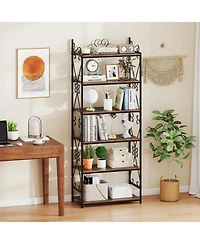 Gouun 6-Tier Industrial Bookshelf with Metal Frame and Anti-Tipping Kits, 27.5 x 14 x 71.5