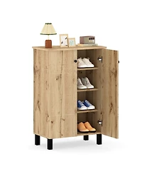 Gouun 4-Tier Shoe Cabinet with 2 Doors and Removable Shelves