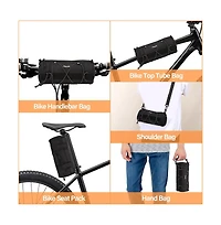 Aoligeijs Bike Handlebar Cylinder Bag with Elastic Cord, Waterproof Bicycle Front Storage Pouch for Cycling Commuting Travel