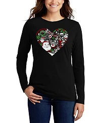 La Pop Art Women's Christmas Themed Heart Word Flowy T-Shirt