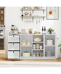 Gouun Modern Buffet Cabinet with 3 Doors and Enclosed Storage
