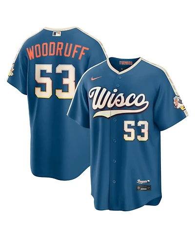 Nike Men's Brandon Woodruff Mineral Blue Milwaukee Brewers 2026 City Connect Stadium Jersey
