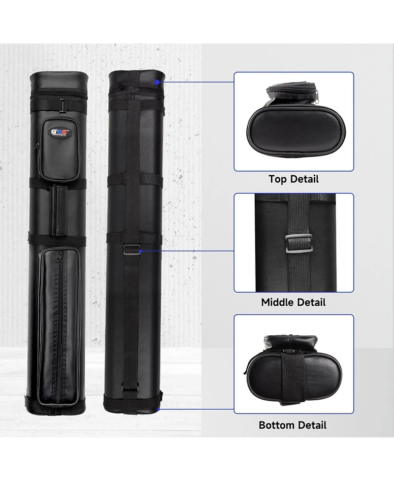 Gse Games & Sports Expert Oval Hard Pool Cue Case, Billiard Stick Carrying Case for 2 Sticks, Billiard Cue Cases