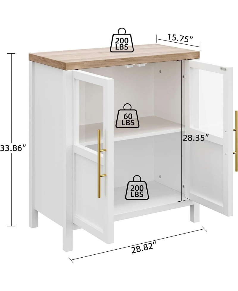 gaomon Sideboard Buffet Cabinet with Two Glass Doors Compact Modern Farmhouse Storage