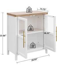 gaomon Sideboard Buffet Cabinet with Two Glass Doors Compact Modern Farmhouse Storage