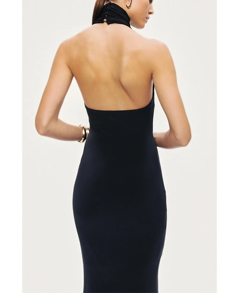 Nocturne Women's Halter-Neck Draped Maxi Dress