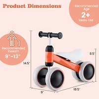 Toddler Balance Bike with 4-Wheel Design for Stability and Easy Riding