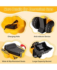 Slickblue 6V Electric Kids Bulldozer Ride On with Basketball Hoop and Balls